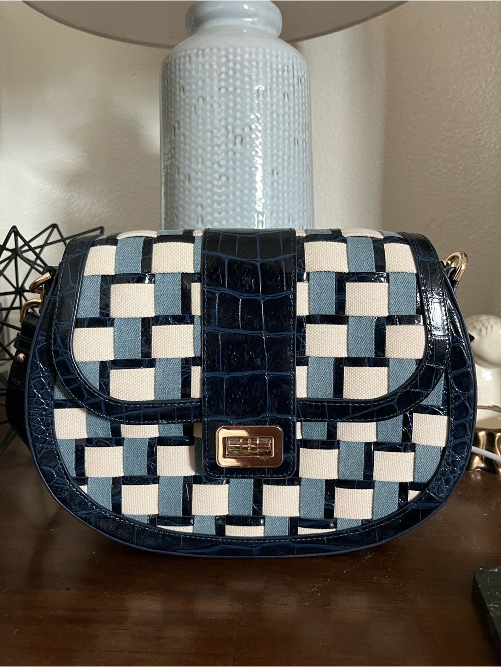 Brahmin Cynthia Coastal Blue Edgewater Crossbody Bag